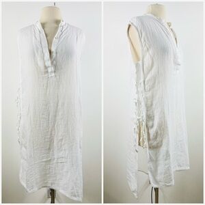 120% lino white sleeveless tunic dress
